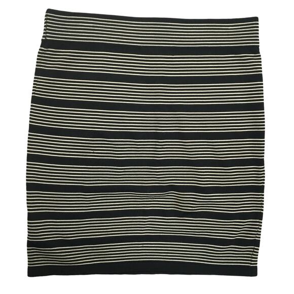 Forever 21 Skirt Black Cream Striped Knit Mini Bodycon Juniors M Career Work - Picture 7 of 7